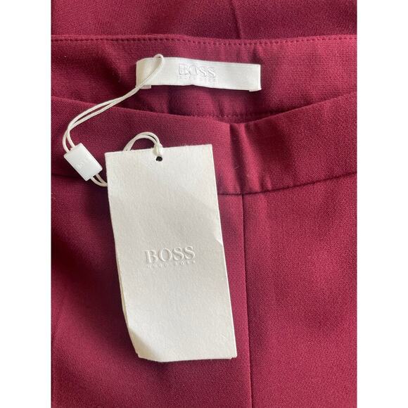 NWT Hugo Boss Tiluna Side Zip Burgundy Pull On Cotton Blend Ankle Pants • Size 0 - Picture 5 of 6